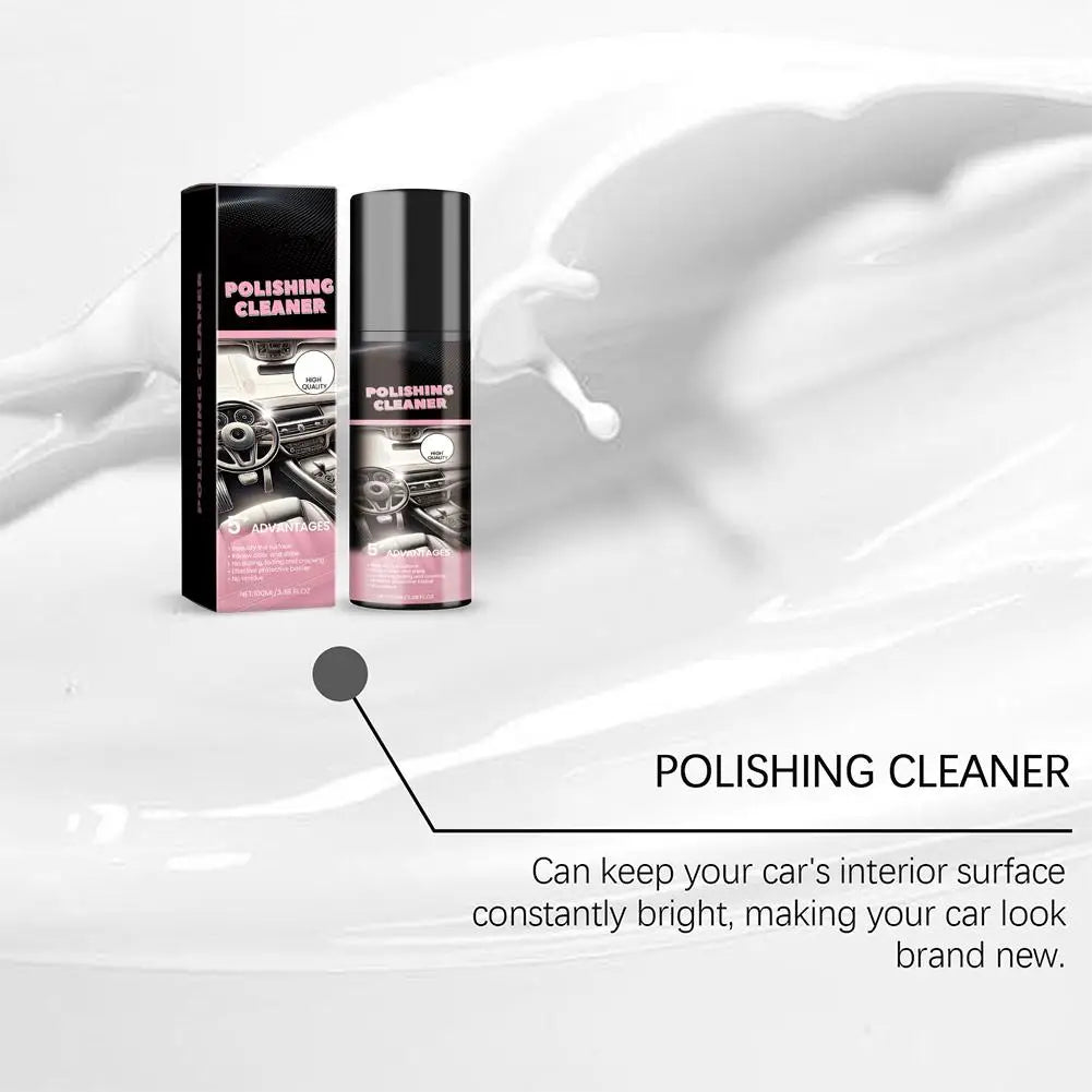 100ml Car Interior Polishing Cleaner Spray, Dashboard & Leather Restorer, UV Protection  Conditioner for Plastic, Vinyl & Rubber