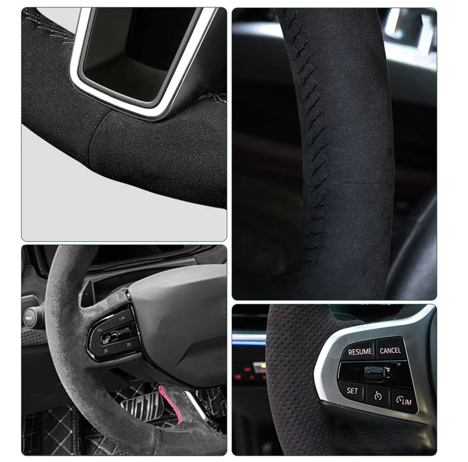 Custom Steering Wheel Cover Suede Carbon Fiber 100% Fit For Infiniti FX FX35 FX37 FX50 QX70 Nissan Juke Maxima 370Z Sentra SV
