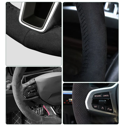 Custom Steering Wheel Cover Suede 100% Fit For Volkswagen VW Golf 7 Mk7 Nieuwe Polo jetta Passat B8 Auto Interior Accessories