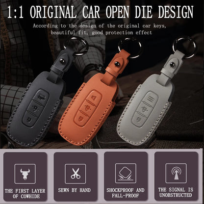 Leather Car Key Case Cover for Nissan Juke 2023 X-trail T33 Qasqhai J12 2022 Ariya Altima Teana2 3 4 5 Buttons