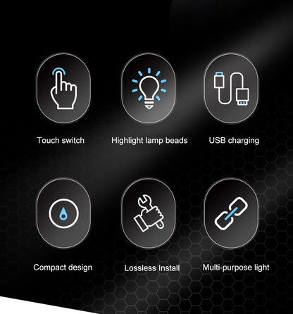 LED Touch Light Mini Wireless Car Interior Lighting Auto Roof Ceiling Reading Lamp for Trunk Storage Box USB Charging