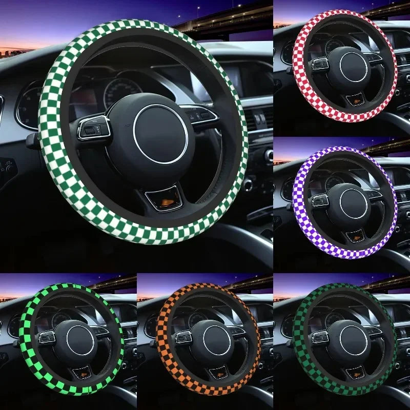 Ten color checkerboard pattern car steering wheel cover Universal 15-inch steering wheel cover