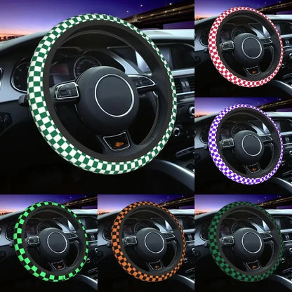 Ten color checkerboard pattern car steering wheel cover Universal 15-inch steering wheel cover