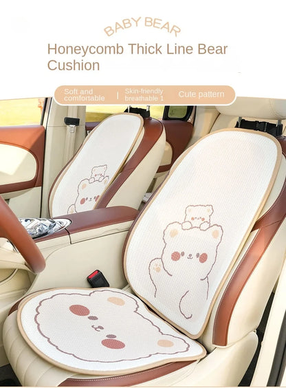 Comfortable Cute Car Seat Covers Ice Silk Cartoon Car Seat Protector Cushion Cute Car Accessories Universal Seat Covers Full Set