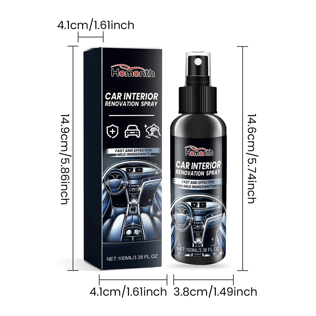 Spray Limpador de Interior 100ml - Painel, Couro e Plástico