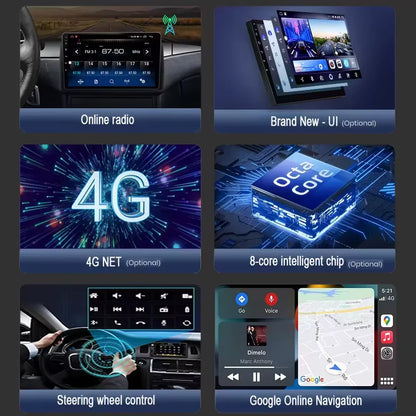 Android 7 "9" 10 "universal 2K Dvd Stereo Car Radio Carplay Auto Bluetooth 4g For Volkswagen Nissan Hyundai Toyota Honda