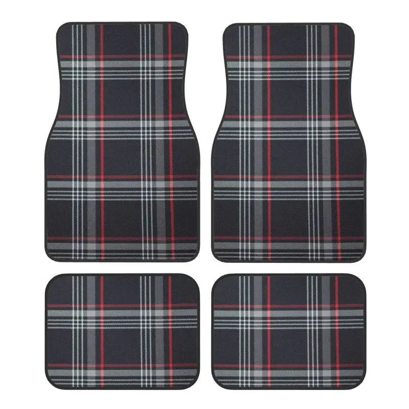GTI Tartan Car Floor Mats Universal Non-Slip Carpets Rugs Front & Rear Car Foot Mats Set of 4 Pieces Auto Accessories Decoration