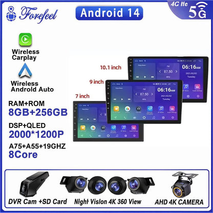 Android 7 "9" 10 "universal 2K Dvd Stereo Car Radio Carplay Auto Bluetooth 4g For Volkswagen Nissan Hyundai Toyota Honda