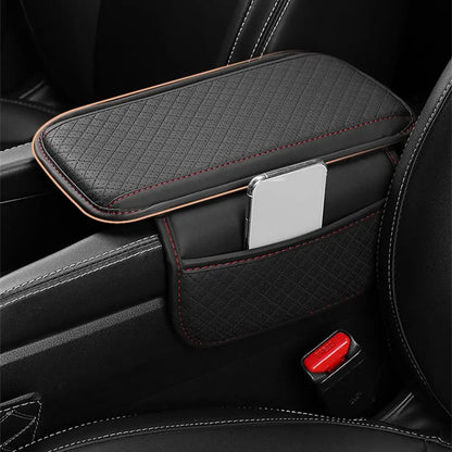 Universal Auto Armrest Pad PU Leather Durable Center Console Cushion with Storage Pocket Waterproof Car Armrest Cover Vehicle