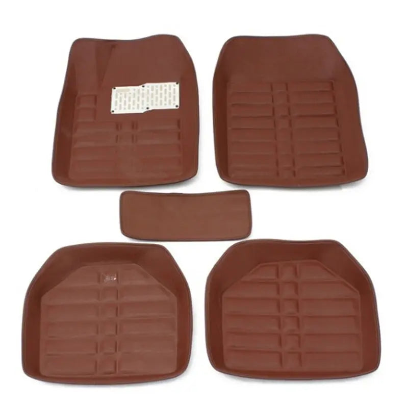 5pcs Universal Car Auto Floor Mats FloorLiner Front&Rear Carpet All Weather Mat Brown