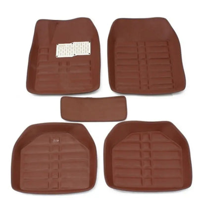 5pcs Universal Car Auto Floor Mats FloorLiner Front&Rear Carpet All Weather Mat Brown