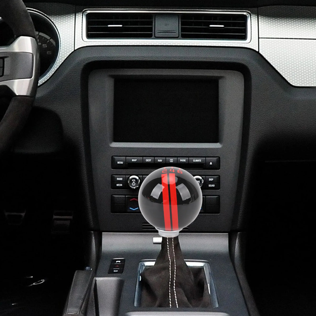 6 Speed Car Racing Gear Shift Knob for Shelby GT500 Style Round Ball Shift Knob with 3 Adapters for Manual Vehicle