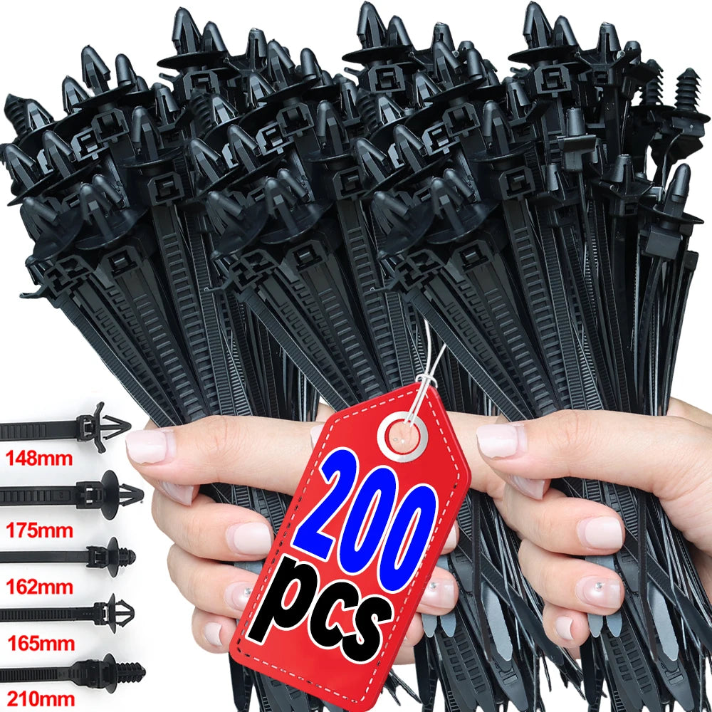 Nylon Push Clip Zip Tie Fastener Universal Car Bumper Fender Retainer Self Locking Nylon Strap Body Trim Repair Accessories