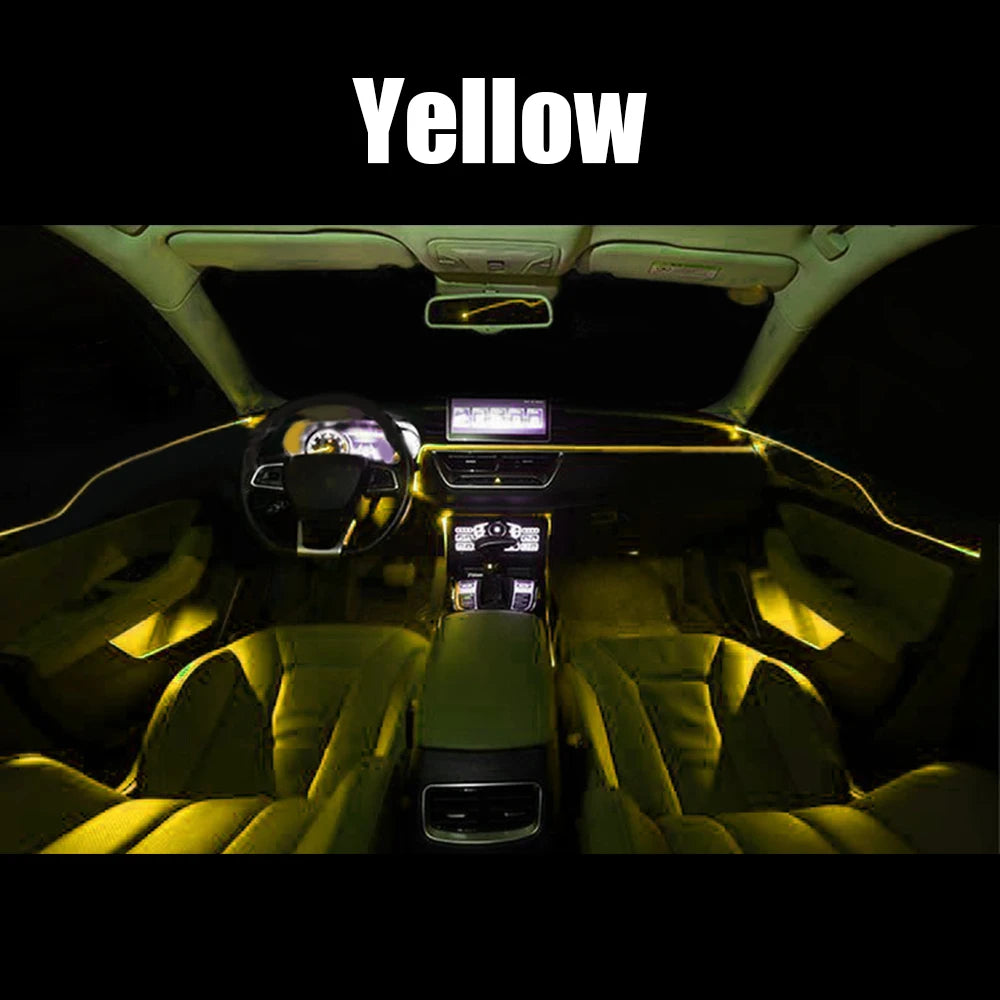 12V 6m LED Strips RGB Car Interior Light Ambient Lamp Decorative Fiber Optic 5 Lens Smart Control Caravan Automotive Accessories