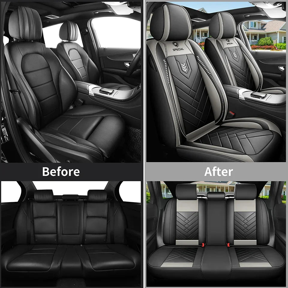 New Upgraded Car Seat Cushion, New Fully Enclosed Car Seat Cover, All Season Universal Small Car Seat Cover, Leather Seat Cover