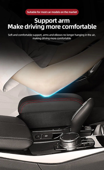 Height Adjustable Car Center Console Gap Storage Organizer with Liftable Tray Elbow Support Armrest Pad for SUV Sedan