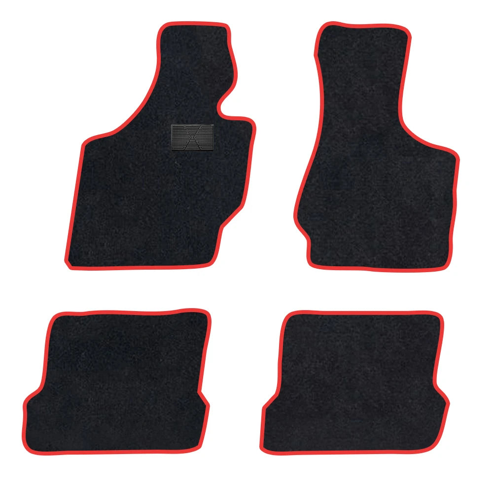 Car Floor Mat For Audi TT 2014–2023 MK3 FV 8S 4seats  Polyester suede Anti Slip black Backing red Binding Trim Edge