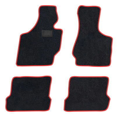 Car Floor Mat For Audi TT 2014–2023 MK3 FV 8S 4seats  Polyester suede Anti Slip black Backing red Binding Trim Edge