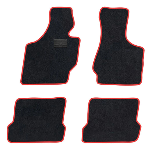 Car Floor Mat For Audi TT 2014–2023 MK3 FV 8S 4seats  Polyester suede Anti Slip black Backing red Binding Trim Edge