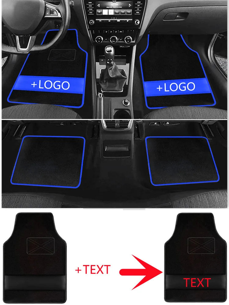 Custom Text  Car Floor Mats Universal Automotive Car Mat Full Set Of 4 Front And Rear Car Carpet  Auto Interior Accessories