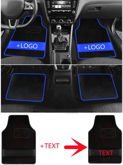Custom Text  Car Floor Mats Universal Automotive Car Mat Full Set Of 4 Front And Rear Car Carpet  Auto Interior Accessories