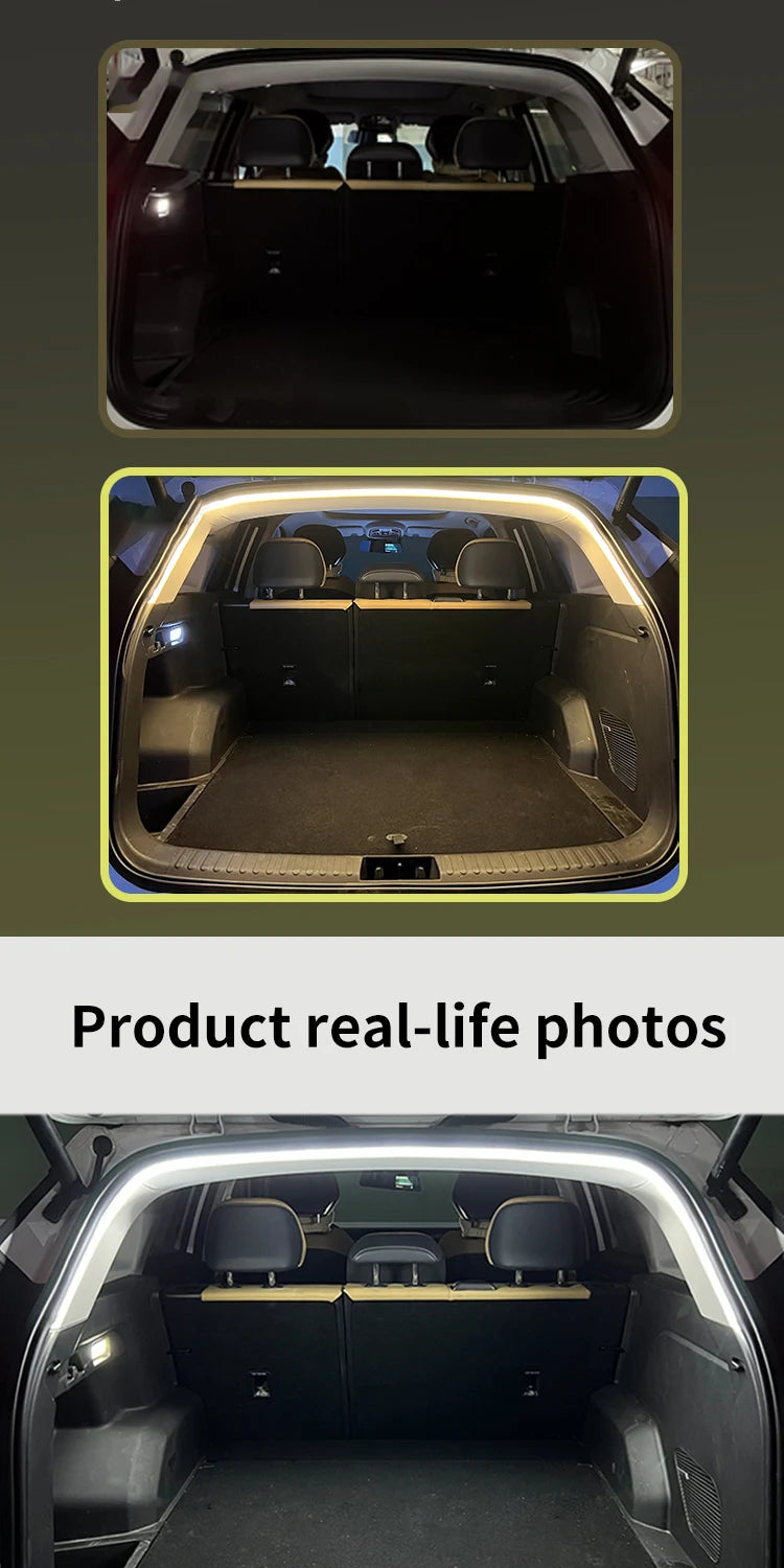 Car high brightness trunk lighting ambient light interior decoration LED wiring free automatic sensing tailgate light strip