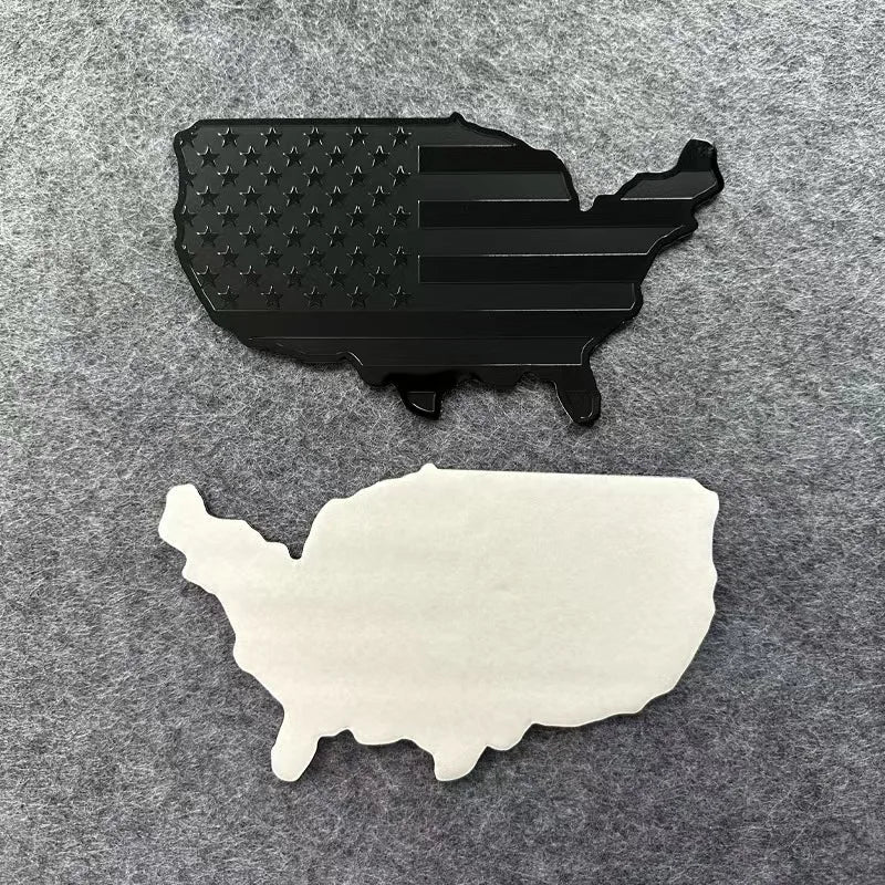USA Emblems Flag Map Car Sticker, Car Trunk Aluminum Emblem Badge Decal Sticker For Cars Motorcycles Bikes