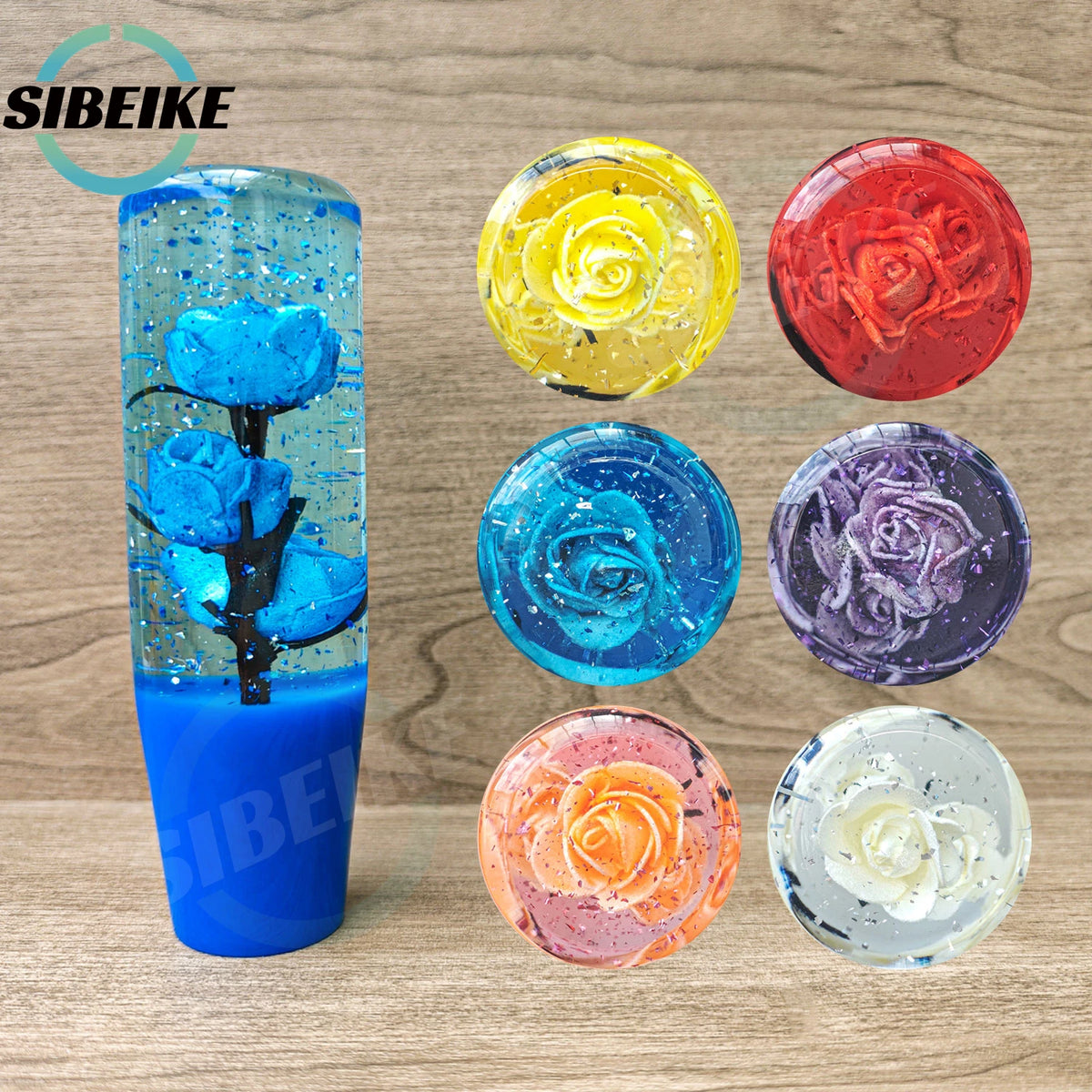 15CM Universal Transparent Flower Gear Shift Knob Car Manual Shifter Head Shift Knob Stick