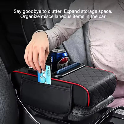 Auto Center Console Armrest Cushion With 2 Cup Holder PU Leather Armrest Pad Car Amrest Pillow Cover Height Pad Car Accessories