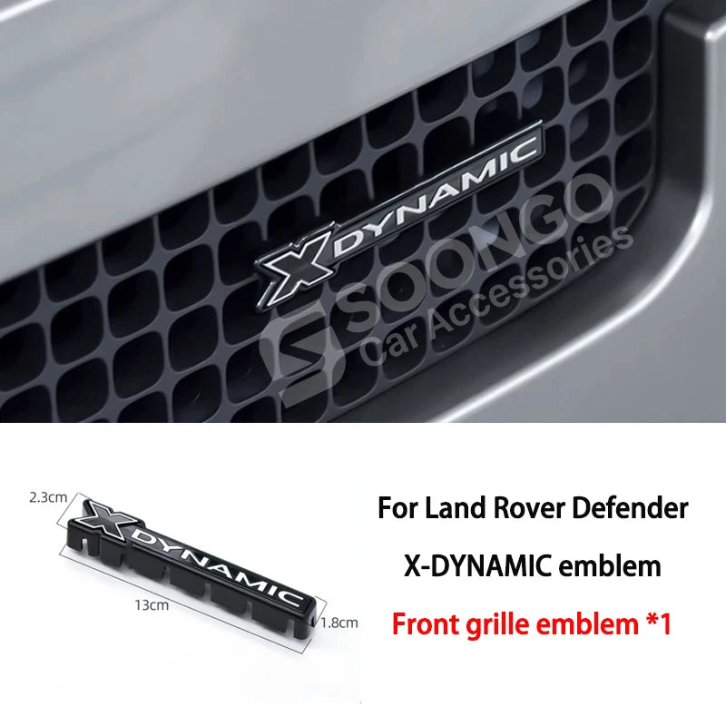 For Land Rover Defender 90 110 130 2020-2026 X-DYNAMIC Car Front Grille Emblem Side Badge Logo Decorative Strip Modified Sticker