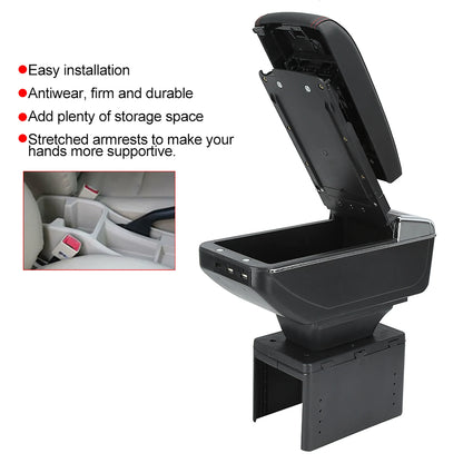 Universal Car Center Console Armrest Box Container Adjustable with USB Interface