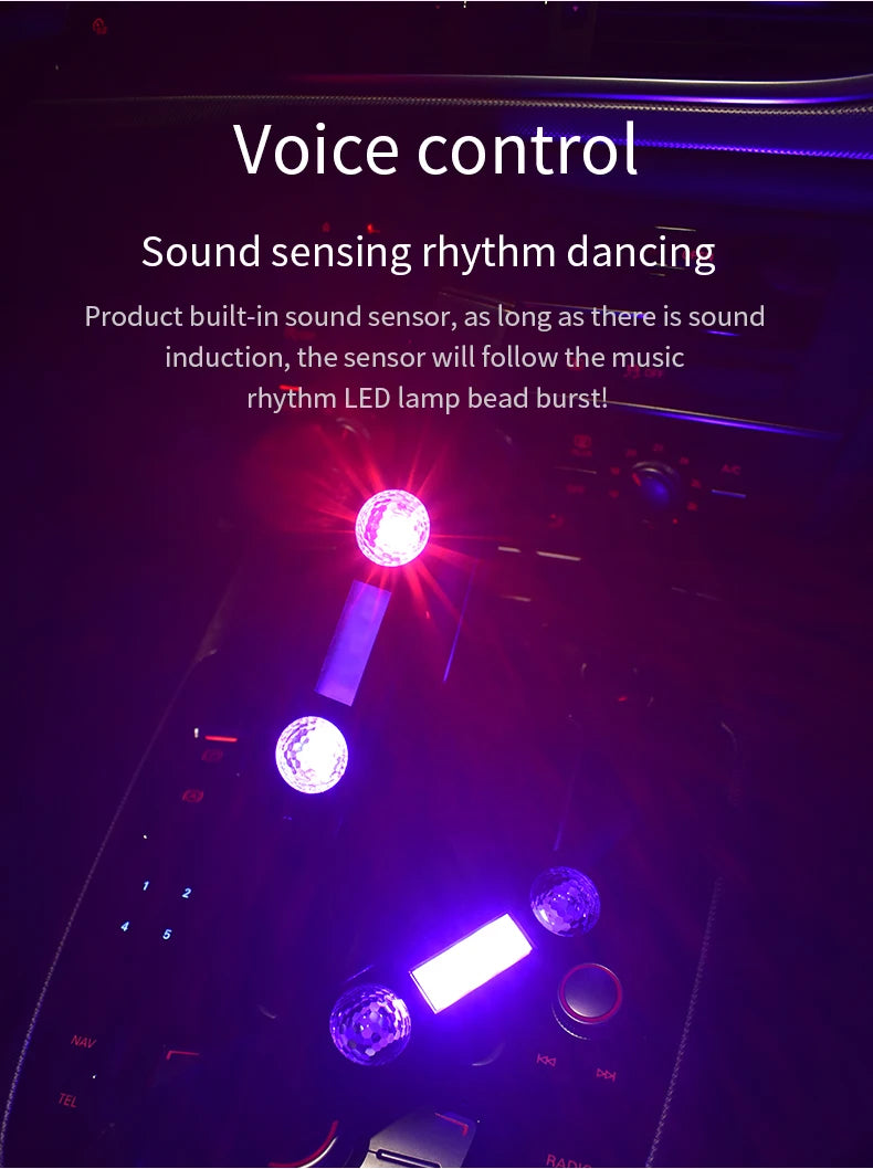 wireless rgb car interior atmosphere light With remote control Music Control Rhythm interior car lights led For car indoor