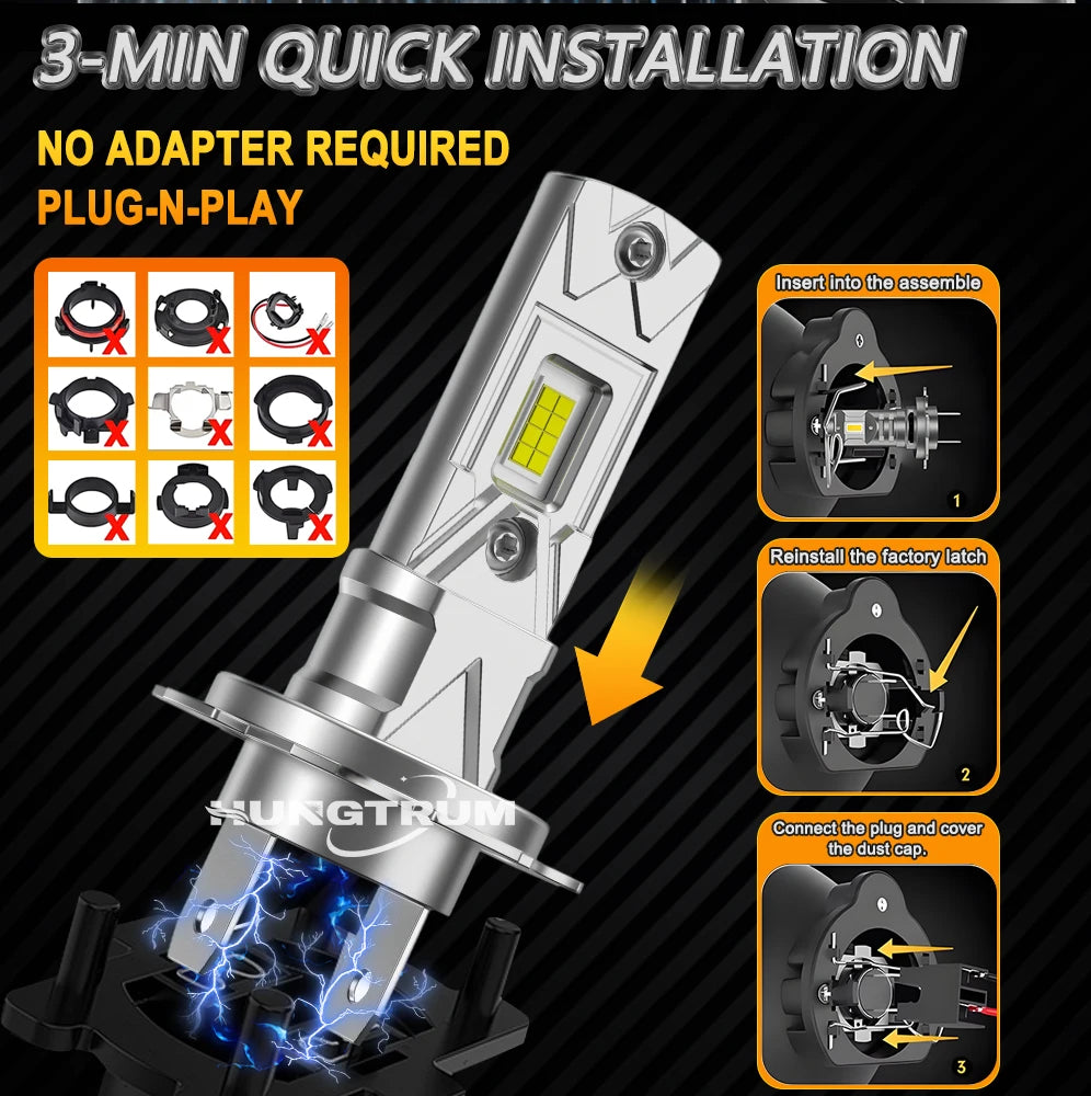 Kit Lâmpada LED H1/H4/H7 1000W 6000K 12V - Super Brilhante