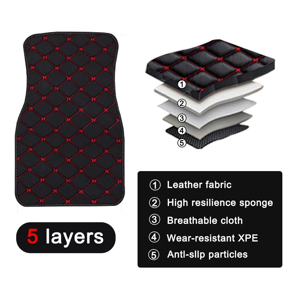 4pcs Car Floor Mats Universal Waterproof  Front Rear Full Set Auto Rugs Leather Car Carpet  Accessories Interior