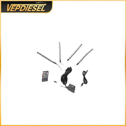 RGB LED Atmosphere Light Strip 48 LEDs 22.5cm 12V for Car Motorcycle ATV Remote Voice Control