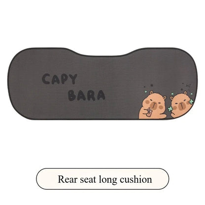 Universal Car Seat Covers Cute Capybara Design Comfortable Breathable Mesh Fabric Four Leaf Clover Pattern for All Seasons