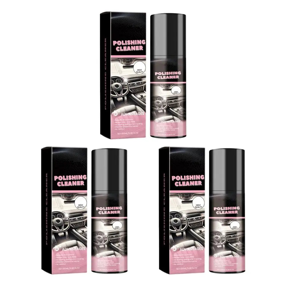 100ml Car Interior Polishing Cleaner Spray, Dashboard & Leather Restorer, UV Protection  Conditioner for Plastic, Vinyl & Rubber