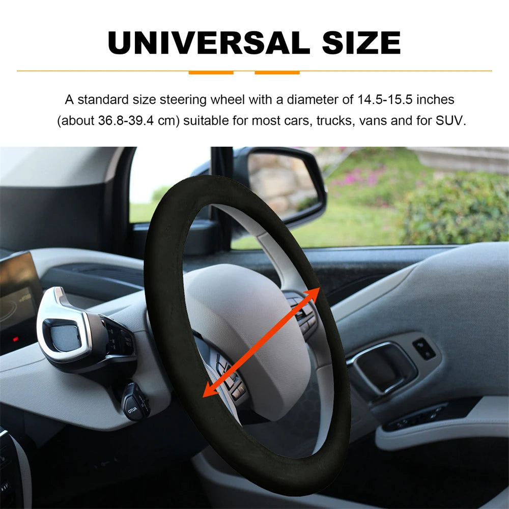 Winter Handle Cover Heated steering Wheel Cover 38cm Universal Warm Suede Car Steering Wheel Cover