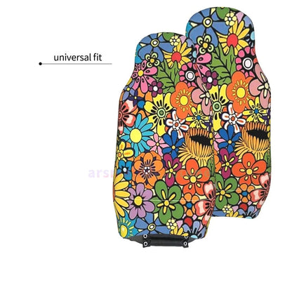 Hippie Flowers Car Seat Cover 2PCS Front Car Seat Cover Seat Anti Fouling Protective Cover Cute Car Accessories