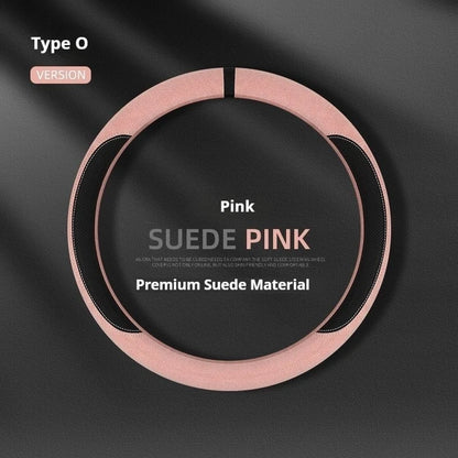Steering Wheel Cover Suede D Shape Wine Red Four Seasons Breathable Non Slip Sweat Absorbent Comfortable Car Steering Protector