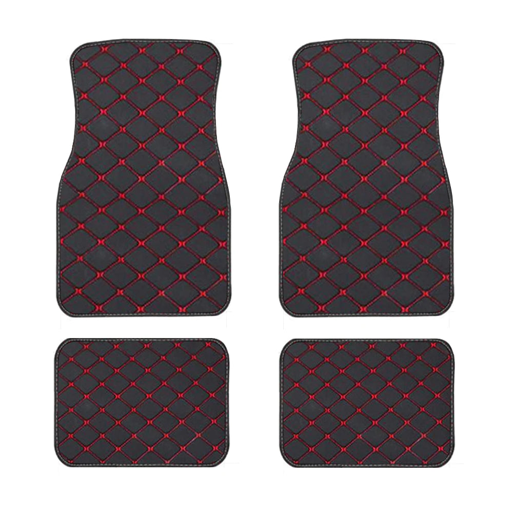 4pcs Car Floor Mats Universal Waterproof  Front Rear Full Set Auto Rugs Leather Car Carpet  Accessories Interior
