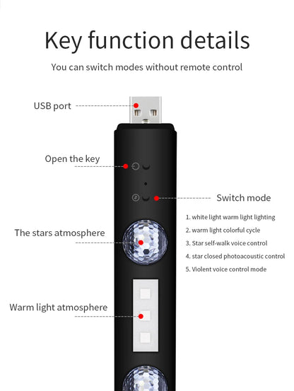 wireless rgb car interior atmosphere light With remote control Music Control Rhythm interior car lights led For car indoor