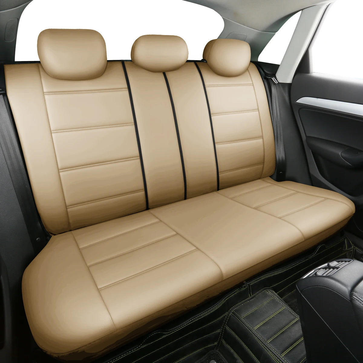 Lux Artificial PU Leather Car Seat Cover Universal Size Full Set Airbag Compatible Fit Most Cars