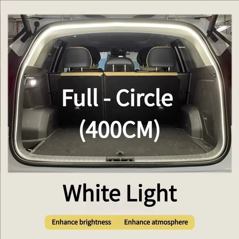 Car Trunk LED Light Strip 400cm/200cm Flexible Interior Ambient Lighting for SUV/MPV Automatic On/Off Hidden Installation