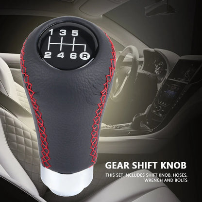 Car Vehicle 6 Speed Gear Shift Knob PU Shifter Stick with 3 Hoses 6 Speed Gear Shift Knob  Gear Shift Knob