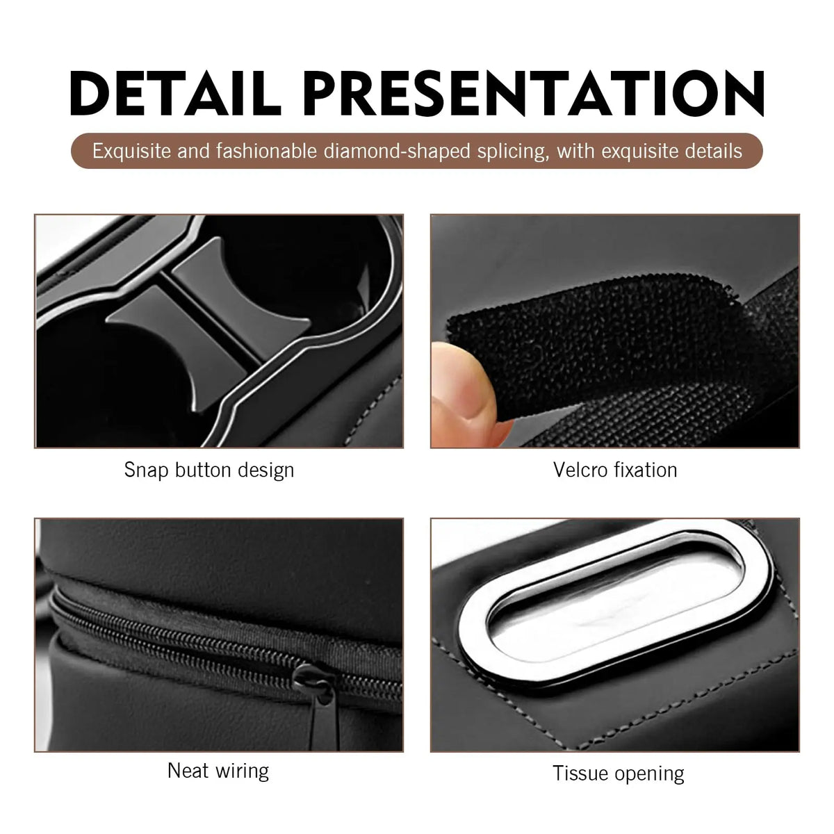 Car Center Console Armrest Cushion with Dual Cup Holders Tissue Box Side Pocket PU Leather Arm Rest Cover for Universal Cars