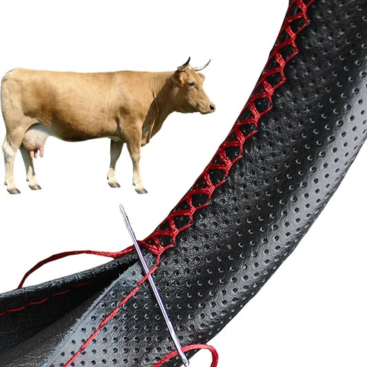 Genuine Leather Steering Wheel Cover For Car Braiding Steering Wheel Protector Covers Anti Scratch Steering Accessories