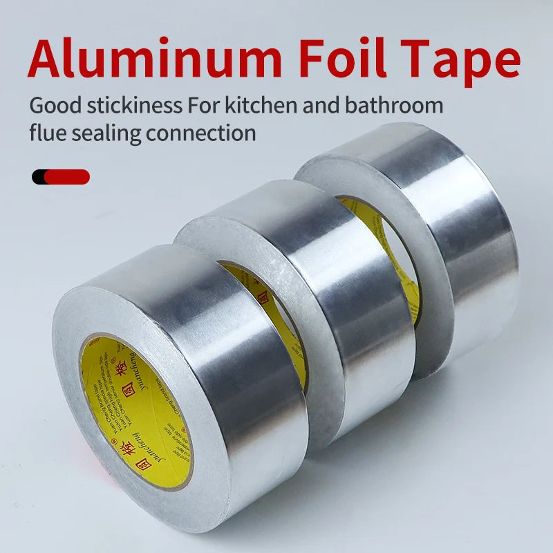 1 Roll High Temperature Resistant Aluminum Foil Tape, Waterproof and Oil-Proof, Flame-Retardant and Sun-Proof, Hand-Tearable