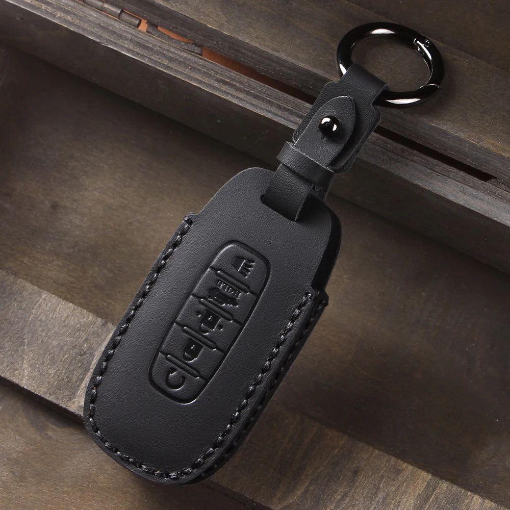 Leather Car Key Case Cover for Nissan Juke 2023 X-trail T33 Qasqhai J12 2022 Ariya Altima Teana2 3 4 5 Buttons