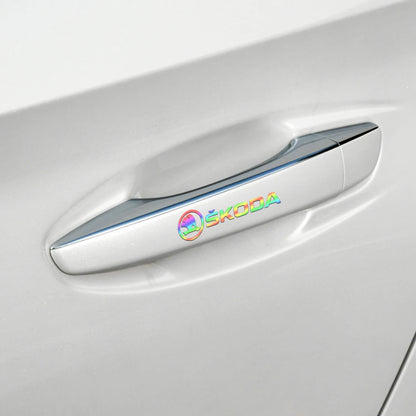 4PCS Car Emblem Exterior Sticker Decal Decoration For Skoda Octavia Rapid Fabia Superb Kodiaq Scala Karoq Kamiq VRS Yeti S VII